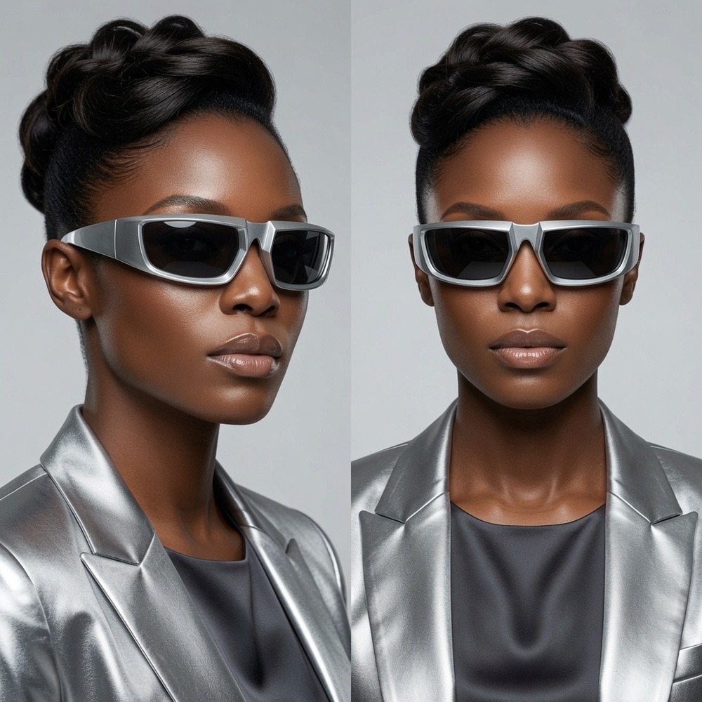 Women Silver Metallic Sunglasses Shield Sun Glasses Sport Riding  Driving Sports